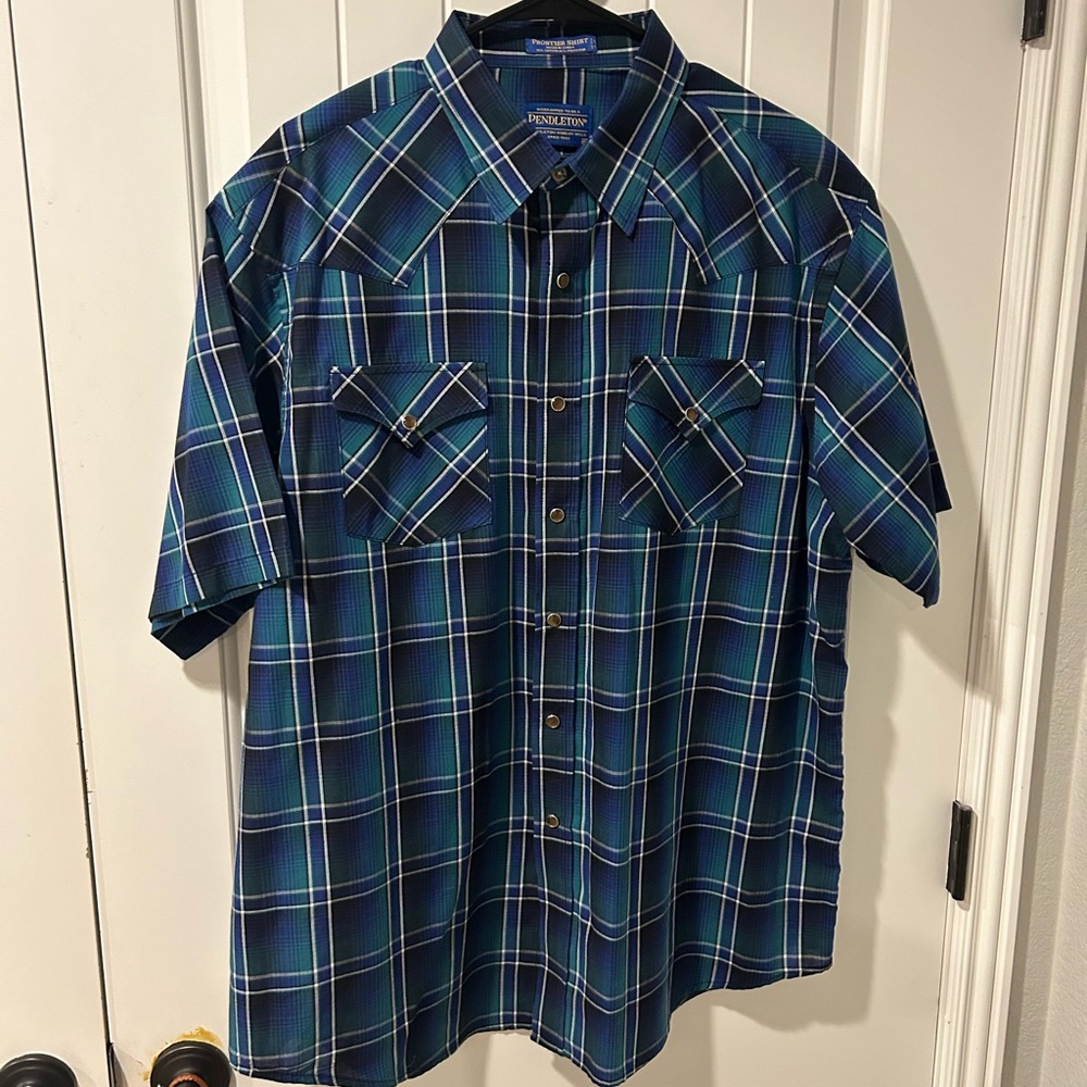 Pendleton Blue Pearl Snap Frontier Shirt XL